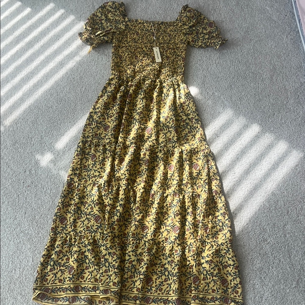 Max studio floral yellow maxi dress XS